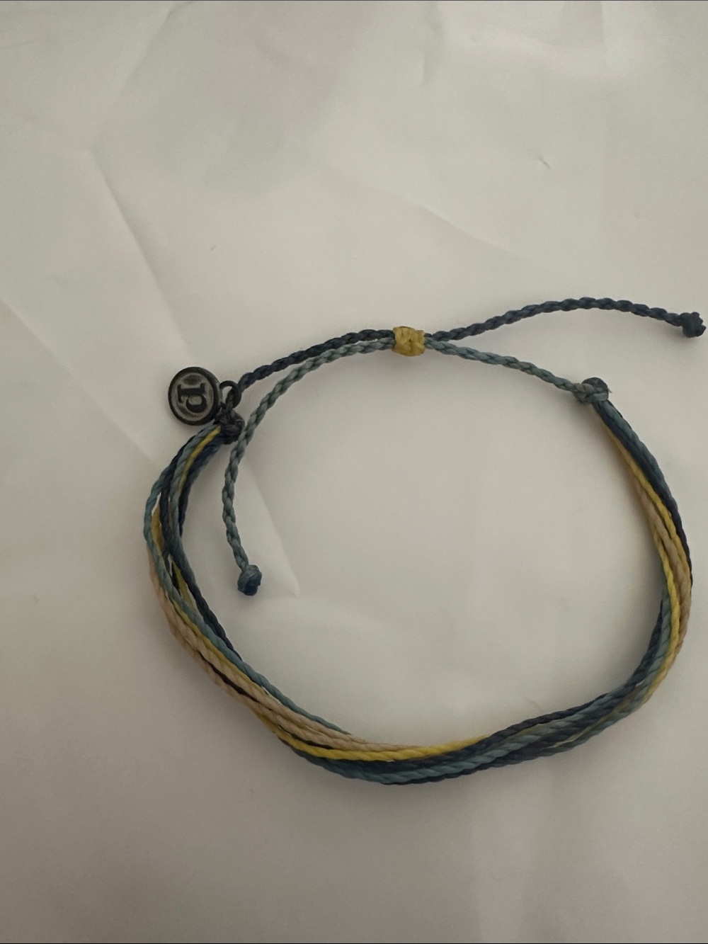 NWOT Pura Vida Braided Multi-Strand Cord Bracelet in Blue, Yellow, Tan